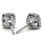 Double Claw Prong Round Cut Moissanite Stud Earring