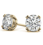 Double Claw Prong Round Cut Moissanite Stud Earring