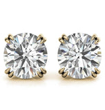 Double Claw Prong Round Cut Moissanite Stud Earring