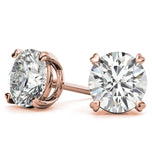 Round Cut Moissanite Heart Prong Stud Earring