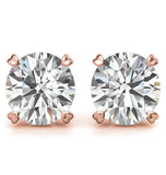 Round Cut Moissanite Heart Prong Stud Earring