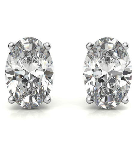 Oval Cut Moissanite Solitaire Stud Earrings