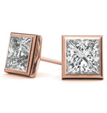 Princess Cut Bezel Set Moissanite Earring For Her