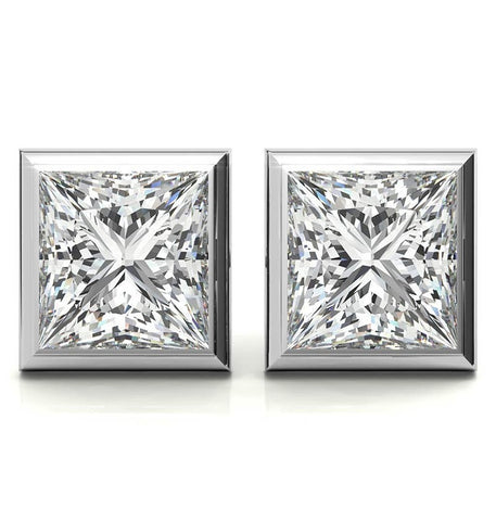 Princess Cut Bezel Set Moissanite Earring For Her