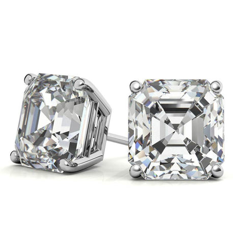 Asscher Cut Moissanite Diamond Stud Earring