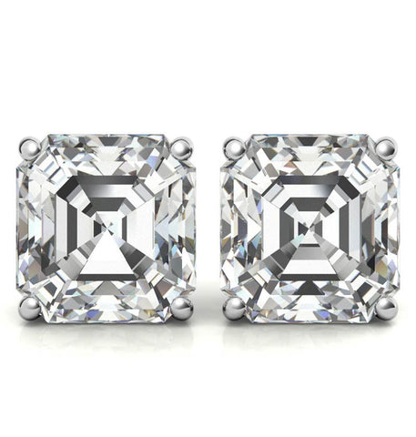 Asscher Cut Moissanite Diamond Stud Earring