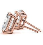 Emerald Cut Moissanite Push Back Stud Earrings