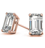 Emerald Cut Moissanite Push Back Stud Earrings