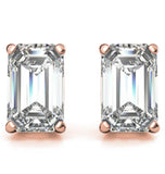 Emerald Cut Moissanite Push Back Stud Earrings