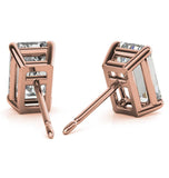 Emerald Cut Moissanite Push Back Stud Earrings