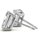 Emerald Cut Moissanite Push Back Stud Earrings