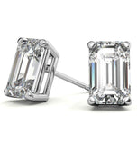 Emerald Cut Moissanite Push Back Stud Earrings