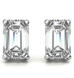 Emerald Cut Moissanite Push Back Stud Earrings