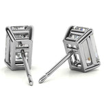 Emerald Cut Moissanite Push Back Stud Earrings