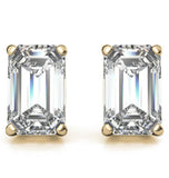 Emerald Cut Moissanite Push Back Stud Earrings