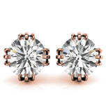 Round Cut Moissanite Three Prong Stud Earring