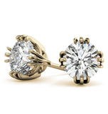 Round Cut Moissanite Three Prong Stud Earring