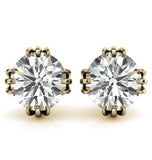 Round Cut Moissanite Three Prong Stud Earring