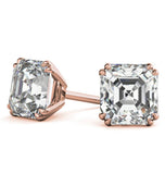 Asscher Cut Double Claw Prong Moissanite Solitaire Earring