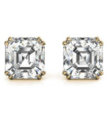 Asscher Cut Double Claw Prong Moissanite Solitaire Earring