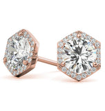 Round Cut Moissanite Halo Stud Earrings For Her