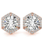 Round Cut Moissanite Halo Stud Earrings For Her