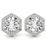 Round Cut Moissanite Halo Stud Earrings For Her