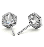 Round Cut Moissanite Halo Stud Earrings For Her