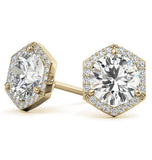 Round Cut Moissanite Halo Stud Earrings For Her