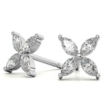 Marquise Cut Moissanite Flower Shape Earring