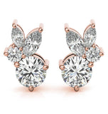 Round & Marquise Cut Moissanite Push Back Stud Earring