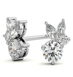 Round & Marquise Cut Moissanite Push Back Stud Earring