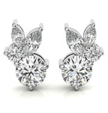 Round & Marquise Cut Moissanite Push Back Stud Earring