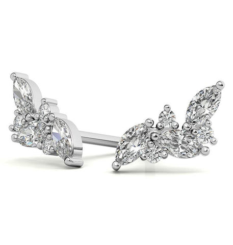 Marquise & Round  Cut Moissanite Stud Earring