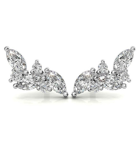 Marquise & Round  Cut Moissanite Stud Earring