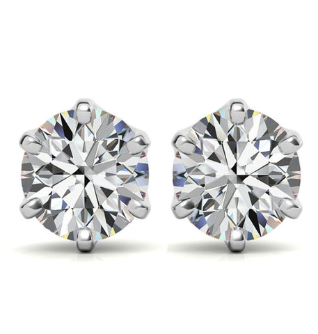 Round Cut Moissanite Hidden Accent Stud Earring