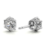 Round Cut Moissanite Hidden Accent Stud Earring