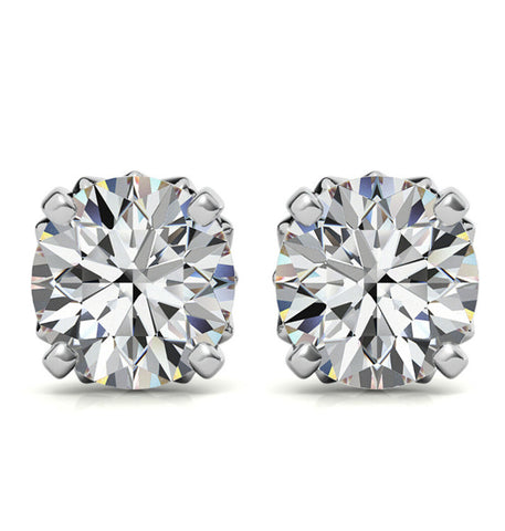 Moissanite Round Cut Unique Prong Earring