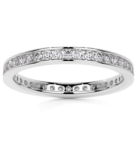 Moissanite VVS1 Round Cut Channel Set Wedding Band