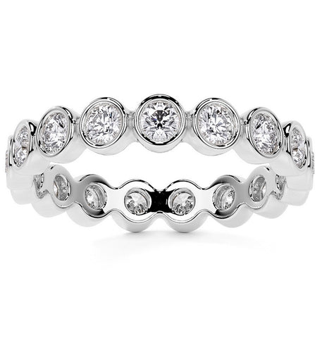 Round Brilliant Cut Moissanite Bezel Set Eternity Ring