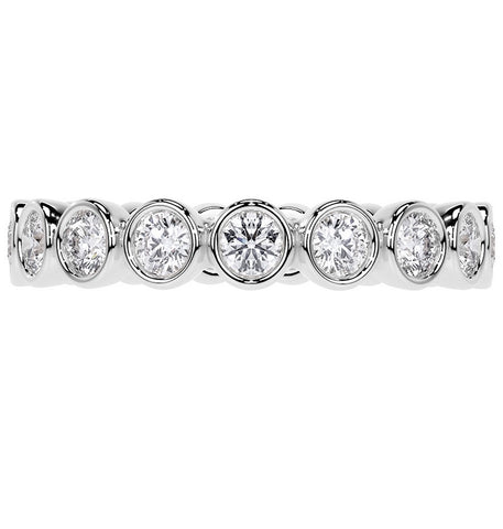 Round Brilliant Cut Moissanite Bezel Set Eternity Ring