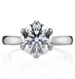 Moissanite Round Cut Hidden Accent Engagement Ring