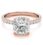 Cushion Cut Hidden Halo Moissanite Bridal Ring Set