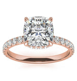 Cushion Cut Hidden Halo Moissanite Bridal Ring Set