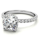 Cushion Cut Hidden Halo Moissanite Bridal Ring Set