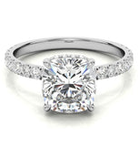 Cushion Cut Hidden Halo Moissanite Bridal Ring Set