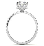 Cushion Cut Hidden Halo Moissanite Bridal Ring Set