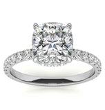 Cushion Cut Hidden Halo Moissanite Bridal Ring Set