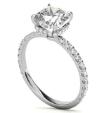 Cushion Cut Hidden Halo Moissanite Bridal Ring Set