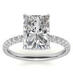 Radiant Cut Hidden Halo Moissanite Diamond Bridal Ring Set